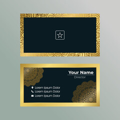 Luxury mandala business card template with gold color