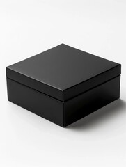 Naklejka premium Black Packaging Box. Isolated on White Background for Cosmetic Accessory Product