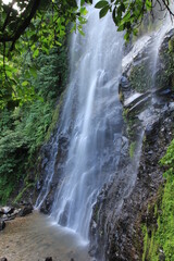 the cigame waterfall on the slopes of Mount Halimun Salak has its own characteristics, namely a cascading waterfall