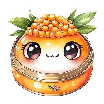 recommend clip art: Cute Cartoon Orange with a Gold Rim and Green Leaves