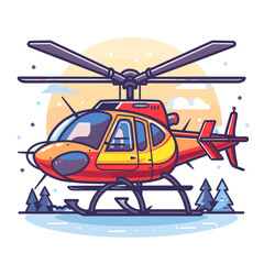 Helicopter vector illustration in flat cartoon style. Helicopter rescue service.