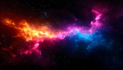 Naklejka premium Colorful fractals expanding into infinity, cosmic atmosphere, 3D illustration
