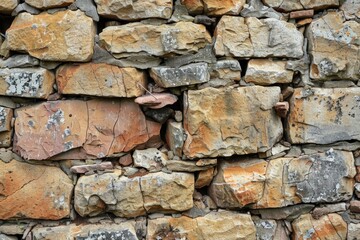 Fototapeta premium Broken Stone Wall. Abandoned Age of Antique Brick Architecture