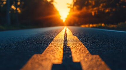 A road made of rising stock bars stretching into a golden horizon, symbolizing a journey to financial growth, wealth journey, economic dynamics