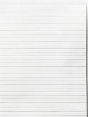 Fototapeta premium Notebook Lined Paper Background with horizontal lines neatly spaced across a clean white sheet 
