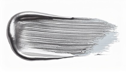 glittering silver oil brush stroke on white background