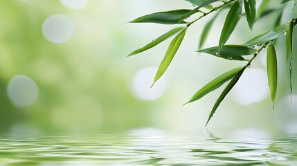Bamboo Leaf with Water Ripple, Generative AI