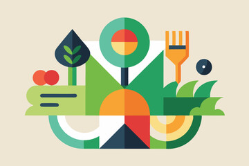 Abstract minimalist diet concept with geometric shapes for nutrition and wellness design