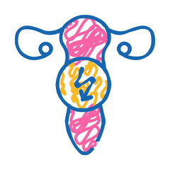 uterus cutting ache doodle icon sketch vector. uterus cutting ache sign. isolated symbol illustration