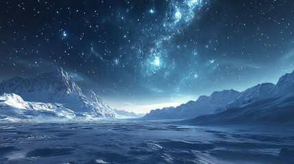 Fototapeta premium Frozen tundra with icy landscapes and a clear