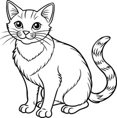 cat line art vector illustration silhouette, Print