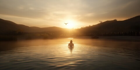 Fototapeta premium The baptism of Jesus in the Jordan River