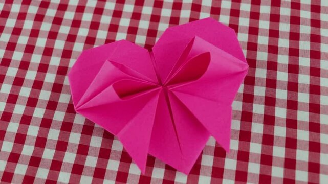 Handcrafted origami heart made with decorative paper