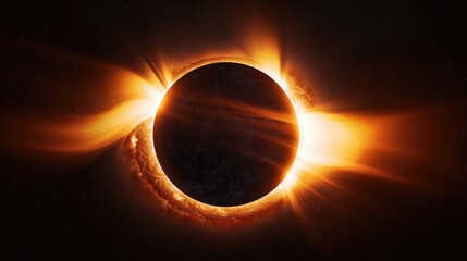 Obraz premium An amazing sight of a total solar eclipse as seen from space, featuring the sun, moon and stars against the backdrop of the galaxy.