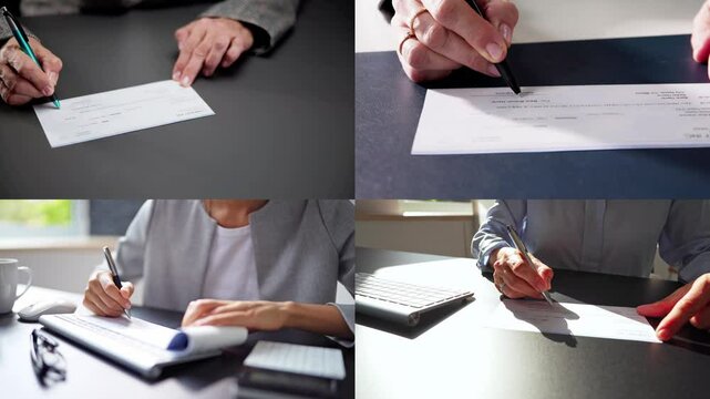 People Signing Bank Payroll Checks