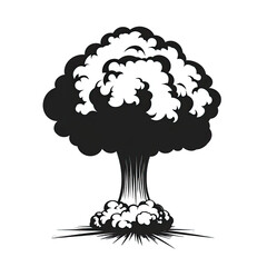 Nuclear Bomb Explosion Vector Icon - Silhouette of Atomic Mushroom Cloud - Cloud Break Illustrations. Isolated on a Transparent Background. Cutout PNG.