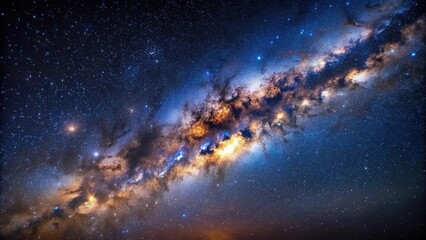Bird's eye view of Milky Way galaxy with stars and cosmic dust in the universe