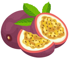 Fruit, Passion Fruit, Tropical Fruits, Illustration Hand drawn