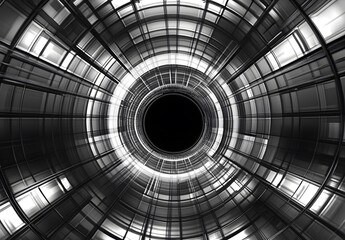 "Futuristic Sci-Fi Tunnel with Geometric Light Patterns"