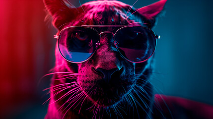 Black panther with sunglasses