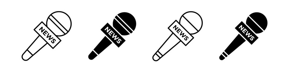 news microphone vector icon set