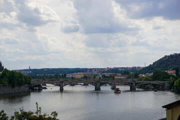 Scenic view of a river in city