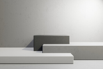 3 step of concrete podium on  background, showcase product, 3d render