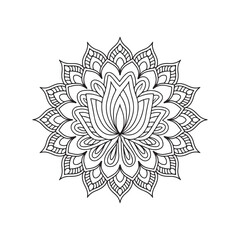 Mandala line art background with floral ornament pattern, mandala design, Vector mandala template.