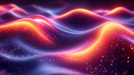 Abstract waveforms in bold neon shades,