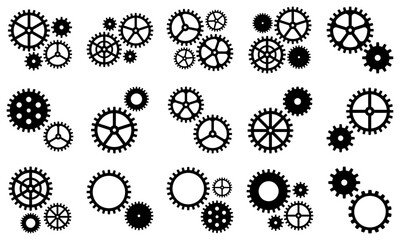 歯車　黒　アイコン　集合　セット