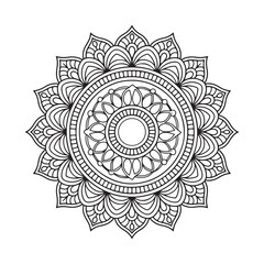 Mandala line art background with floral ornament pattern, mandala design, Vector mandala template.