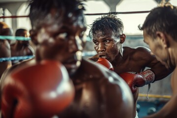 Intense Boxing Training Session with Focused Fighters in Action - Perfect for Sports Posters or Editorial Design