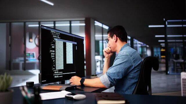 Coder Using Computer At Desk