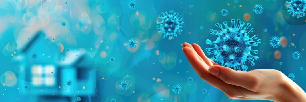 Covid-19 House. Prevent Virus Spread with Hand Gesture in Your Household