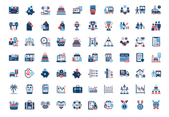 Fototapeta premium employee benefits awards career diversity finance healthcare themed icon collection