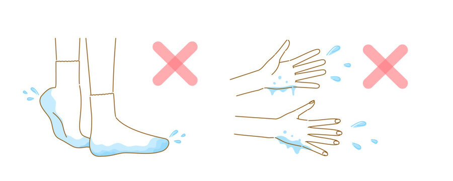 しもやけの原因：靴下や手が湿ってそのままになっているイメージイラスト