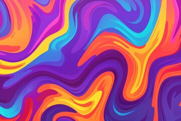 Fototapeta premium Fluid abstract pattern in vibrant shades of purple, blue, and orange, creating a dynamic and modern effect with curved shapes and intense contrast. 