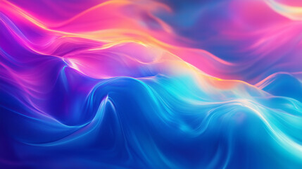 Obraz premium Flowing Abstract Neon Waves in Pink and Blue Digital Art