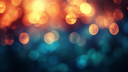 Obraz premium Warm Yellow and Blue Bokeh with Glittering Light Particles