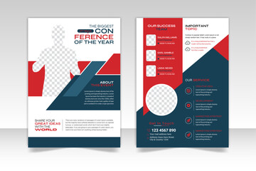 Modern conference two page flyer template and Three color variations conference flyer template