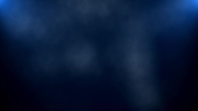 Abstract background. Two highlights with dark blue background and white smoke from below. 4k Smoke and fog on Blue background.