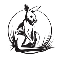 A kangaroo on circle template Stock Vector Image isolated on transparent background