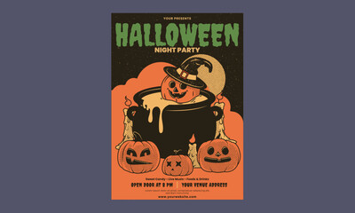 Retro Halloween Night Party Flyer Template