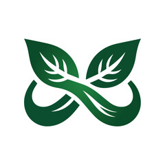 Green Leaf Infinity Symbol for Eco-Friendly Concepts