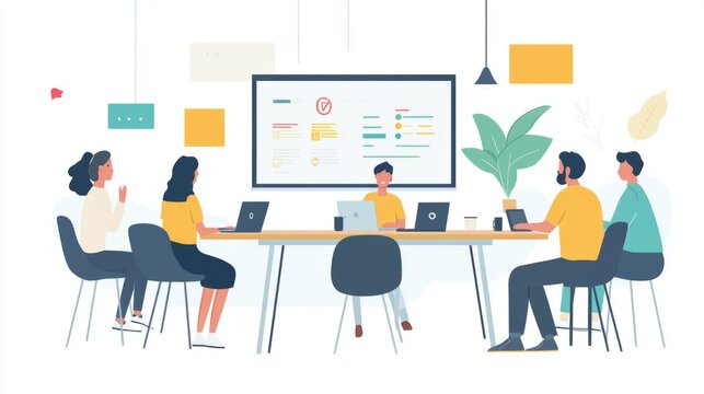 Online conference. Man Working From Home Having Online Group Videoconference On Laptop