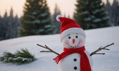 Fototapeta premium Snowman in a Winter Wonderland