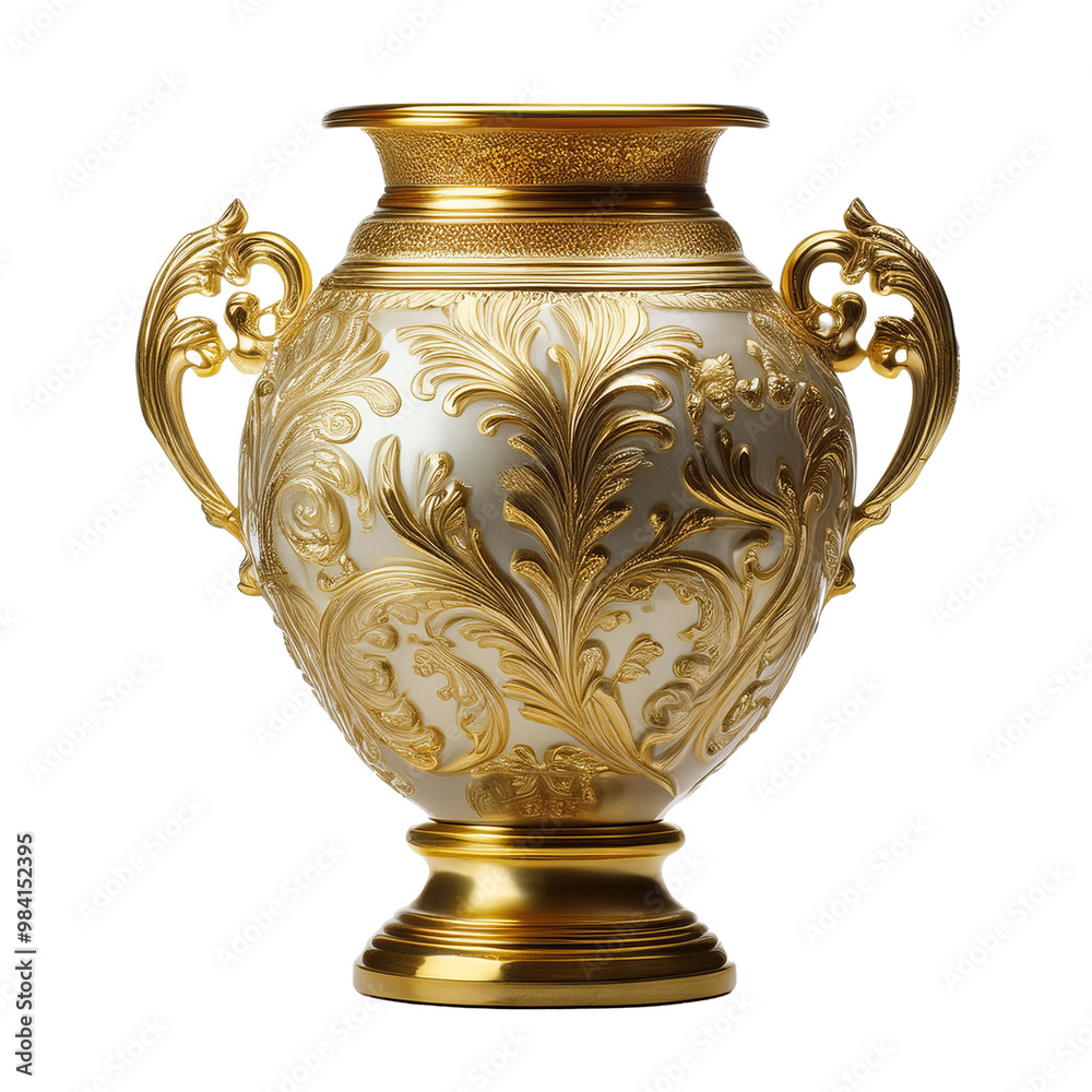 Wall mural  antique gold vase with transparent background