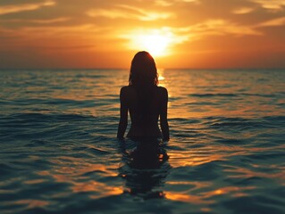 Fototapeta premium Serene Sunset Silhouette