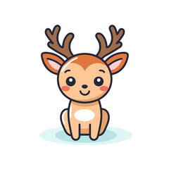Reindeer hand-drawn kids comic illustration. Cute vector doodle style cartoon illustration