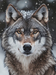 Fototapeta premium Wolf an iconic apex predator, embodies both grace and ferocity. With its sleek fur, keen senses, and haunting howl, the wolf roams the forests and plains in packs, displaying remarkable. 